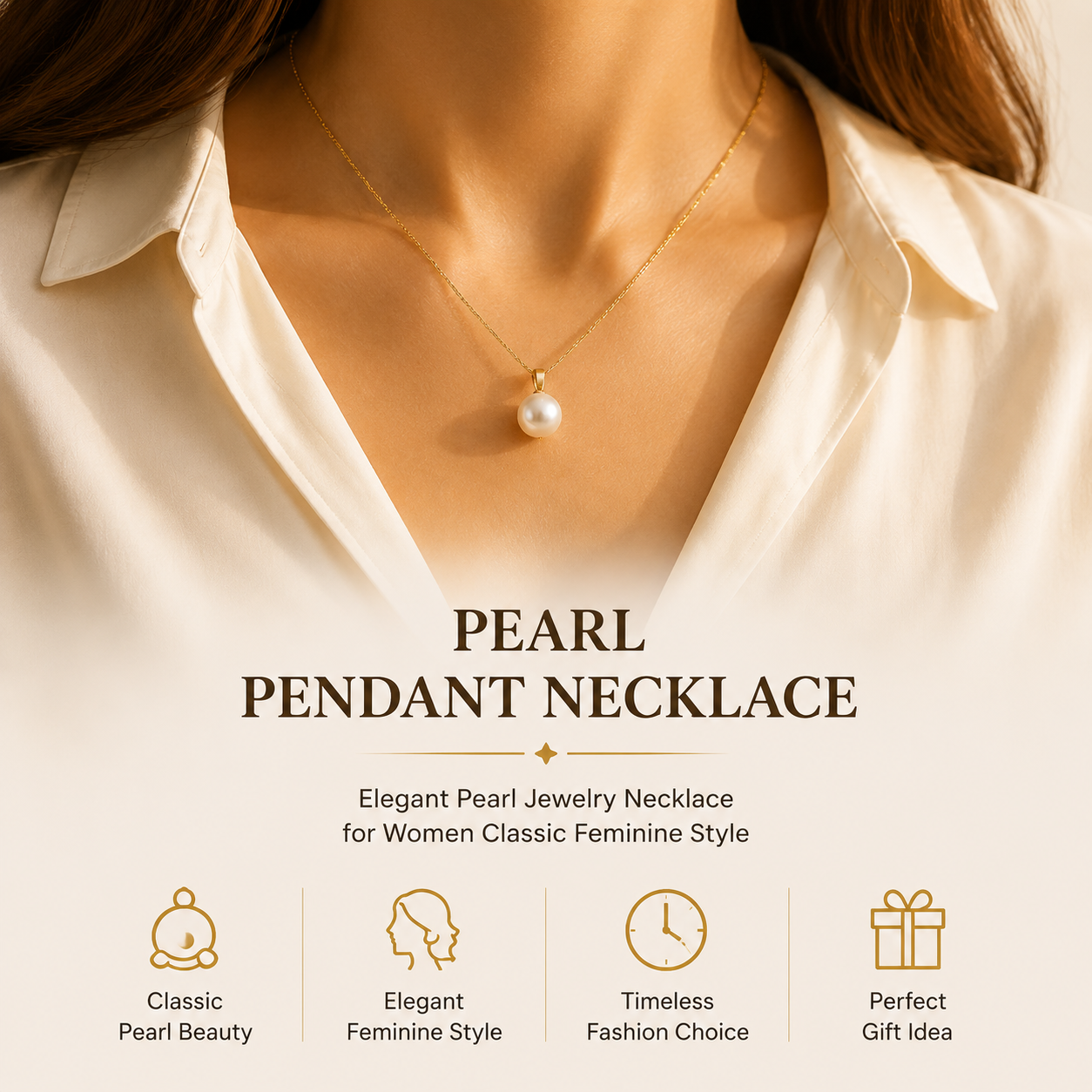 Pearl Pendant Necklace – Elegant Pearl Necklace for Women Classic Feminine Jewelry Gift With Timeless Style