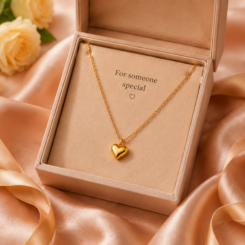 Heart Pendant Necklace – Romantic Gold Heart Necklace for Women Elegant Love-Inspired Jewelry Gift