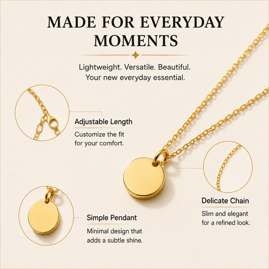 Minimalist Pendant Necklace – Simple Gold Dainty Necklace for Women Everyday Elegant Jewelry