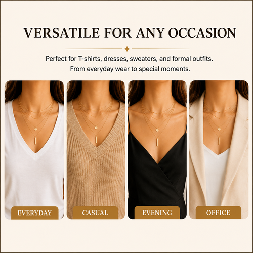 Layered Gold Chain Necklace – Elegant Multi Layer Necklace for Women Trendy Everyday Jewelry