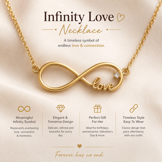 Infinity Love Necklace – Elegant Infinity Symbol Pendant Necklace for Women Romantic Meaningful Gift Jewelry