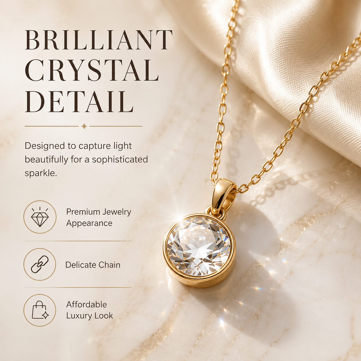 Sparkling Crystal Pendant Necklace Elegant Shimmer Necklace for Women – Luxury Inspired Crystal Jewelry