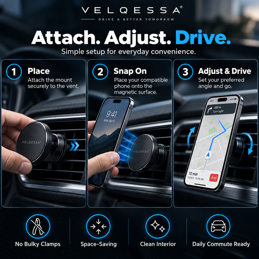 Magnetic Car Phone Mount – Compact Hands-Free Car Holder for Navigation & Everyday Driving