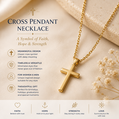 Cross Pendant Necklace – Elegant Faith-Inspired Necklace for Women & Men Meaningful Jewelry Gift