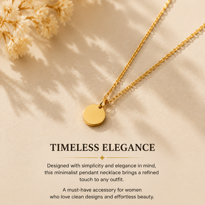 Minimalist Pendant Necklace – Simple Gold Dainty Necklace for Women Everyday Elegant Jewelry