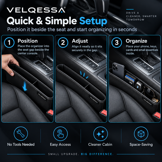 Car Seat Gap Organizer – Universal Seat Side Storage Box for Phone, Keys & Everyday Essentials