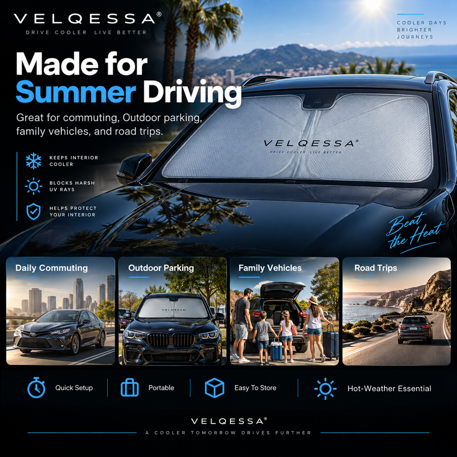 Foldable Windshield Sunshade – Portable Car Sun Shield for Heat, Glare & Interior Protection