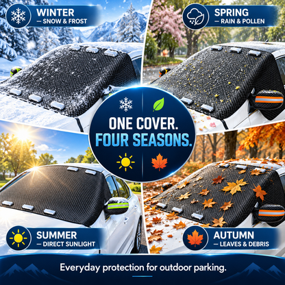 Car Windshield Protector Cover - Waterproof, All-Season Outdoor Wind Screen Shield for Most Vehicles (Snow, Ice, Frost, Dust, Rain Protection)