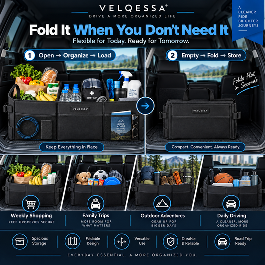 Foldable Trunk Organizer – Collapsible Car Cargo Storage Box for SUVs, Groceries & Everyday Travel