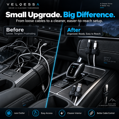 Car Cable Organizer Clips – Compact Cord Management Holders for Charging Cables & Car Interior Organization