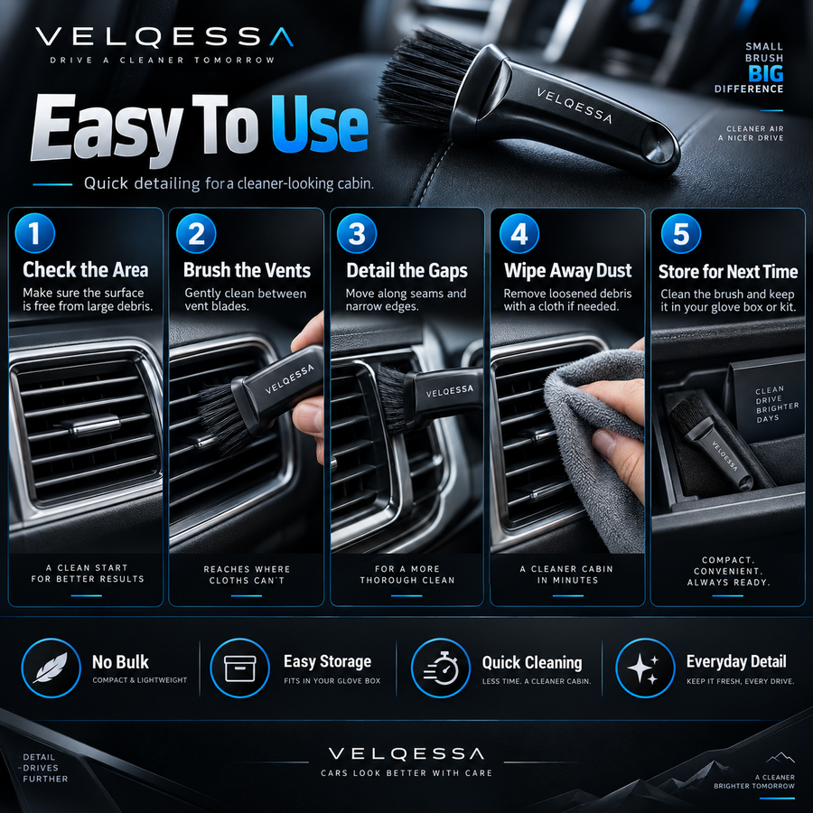 Car Air Vent Cleaning Brush – Compact Detailing Tool for Air Vents, Dashboard Gaps & Interior Cleaning