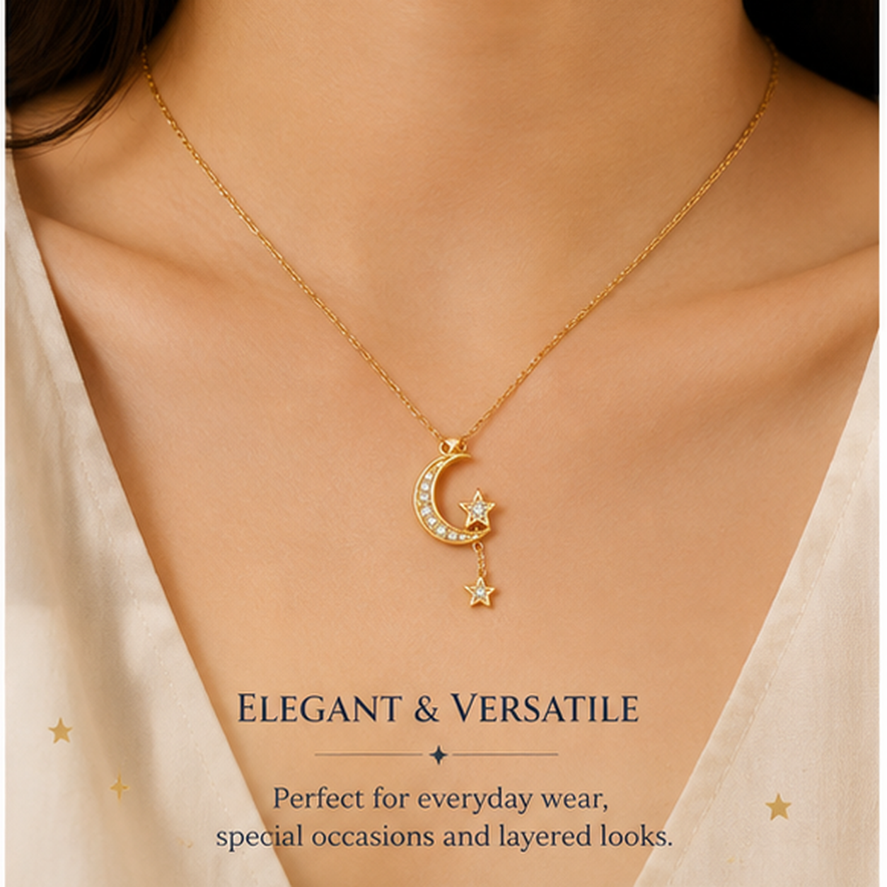 Celestial Pendant Necklace – Moon Inspired Gold Necklace for Women Dreamy Celestial Jewelry Gift